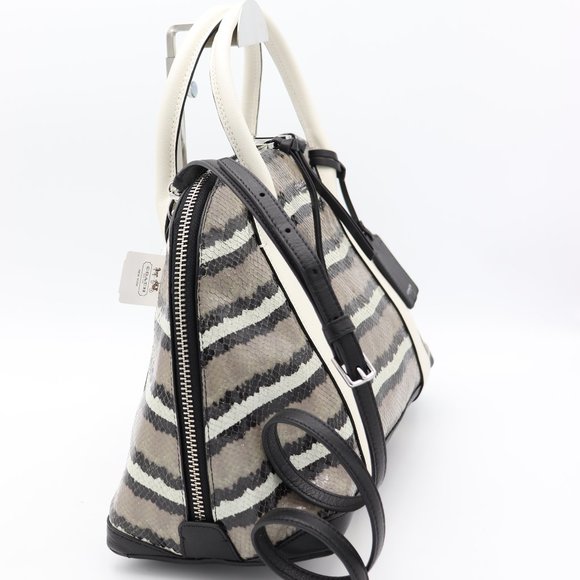 NWT Coach Bleecker Pinnacle Preston Python Embossed Leather Satchel Shoulder Bag - Picture 3 of 7